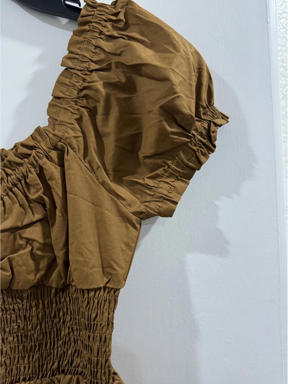 NWT Princess Polly Daniela Chocolate Brown Tiered Ruffle Smocked Mini Dress 6 - Picture 7 of 9